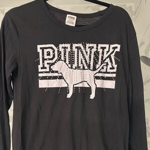 Pink Victoria secret bling dog long sleeve tee L